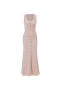 eartha sleeveless knitted dress top skirt set in apricot