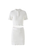 angela ruffle trim Pearl beaded knit sweater