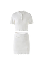 angela ruffle trim Pearl beaded knit sweater