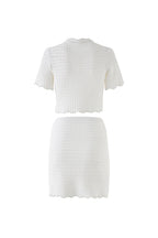 Angela Ruffle Trim Pearl Beaded Knit Sweater