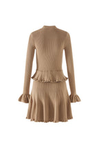 Alisa Gold Lurex Peplum Knit Mini Dress