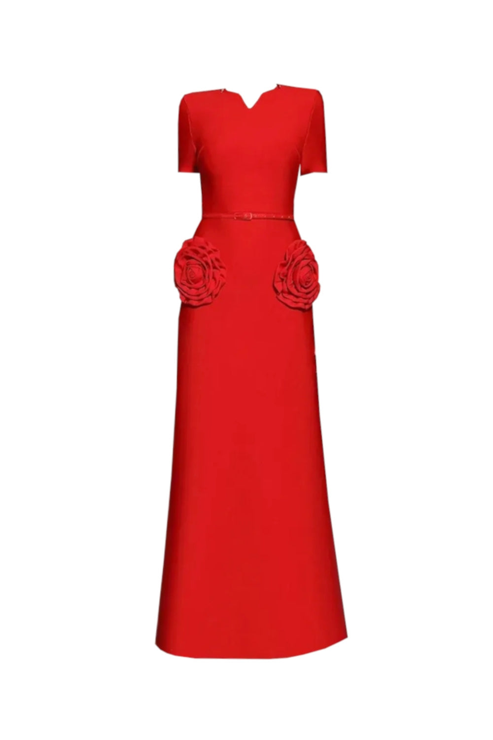 Flowering Girl Women 3d Flower Embellished Slim Maxi Dress In Red