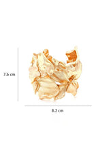 Flowering Girl Women 3D Textured Floral Wide Open Cuff Gold Bangle