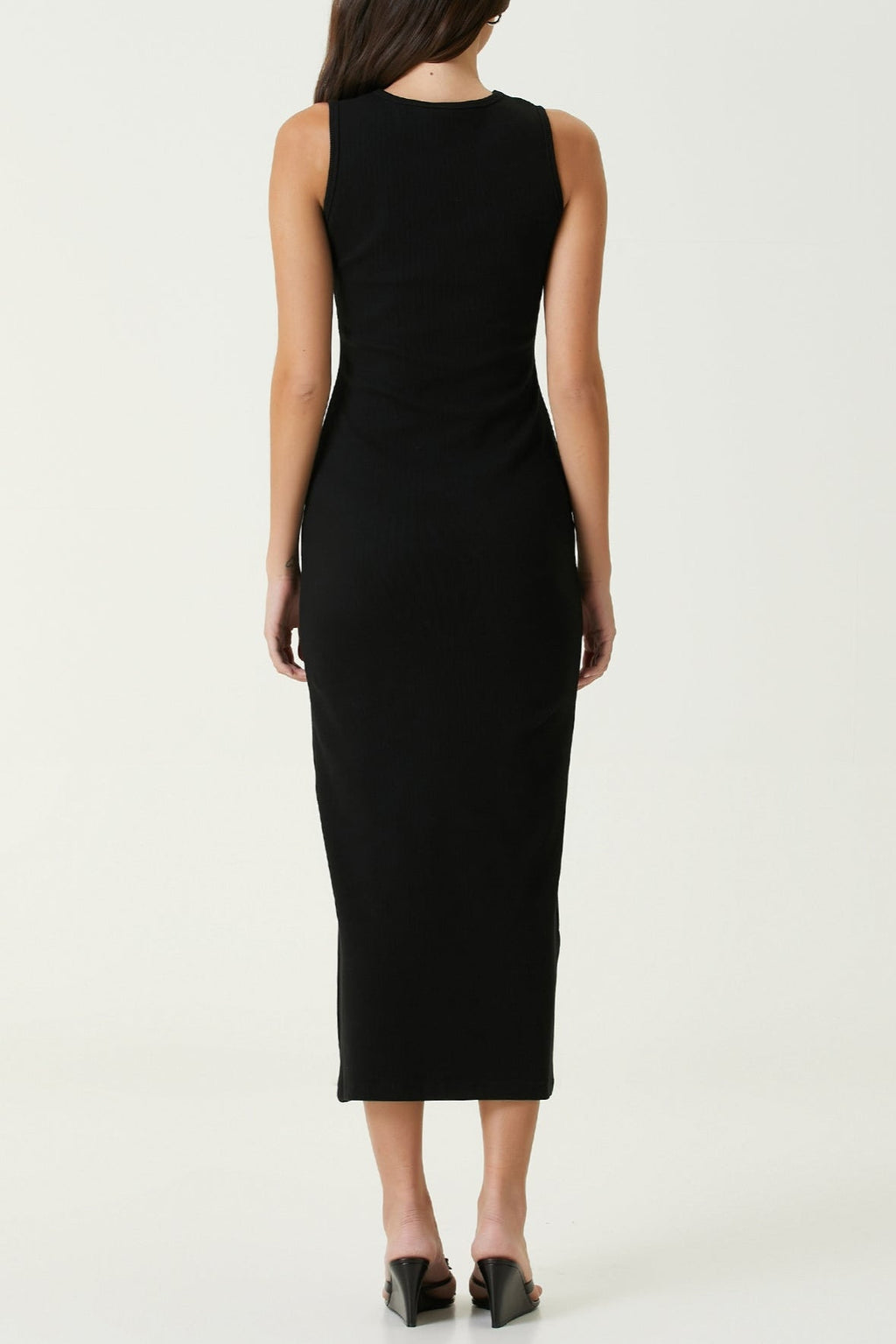 Carol Black Crochet Bra Cotton Tank Midi Dress