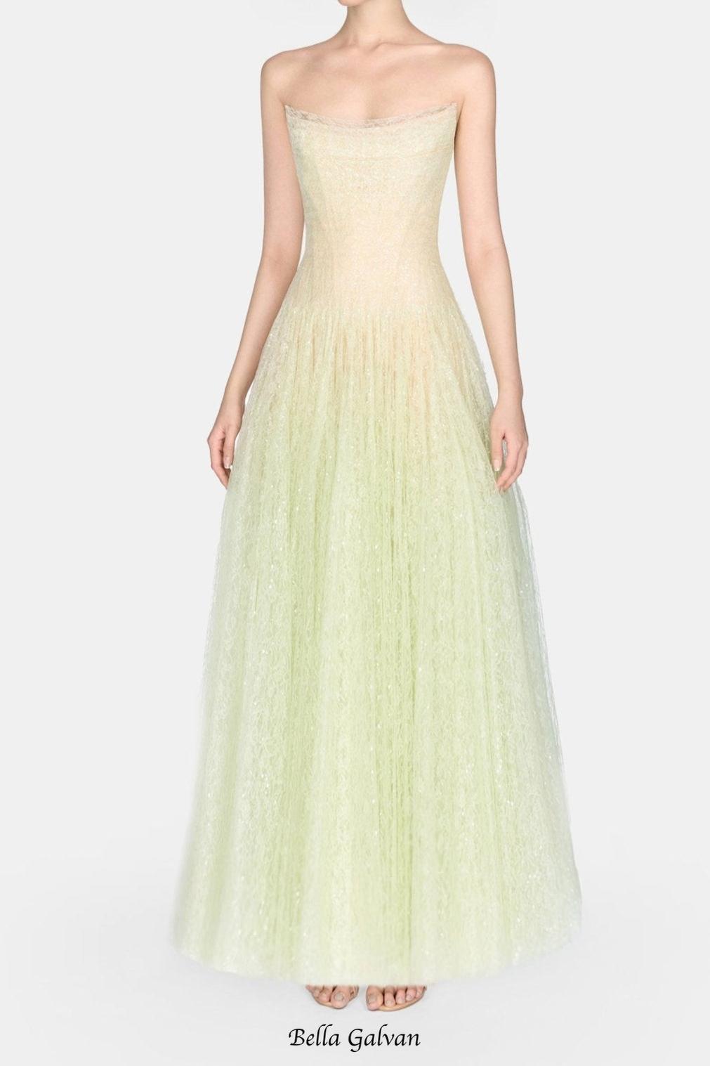 carol Draped Lace Maxi Dress in Mint