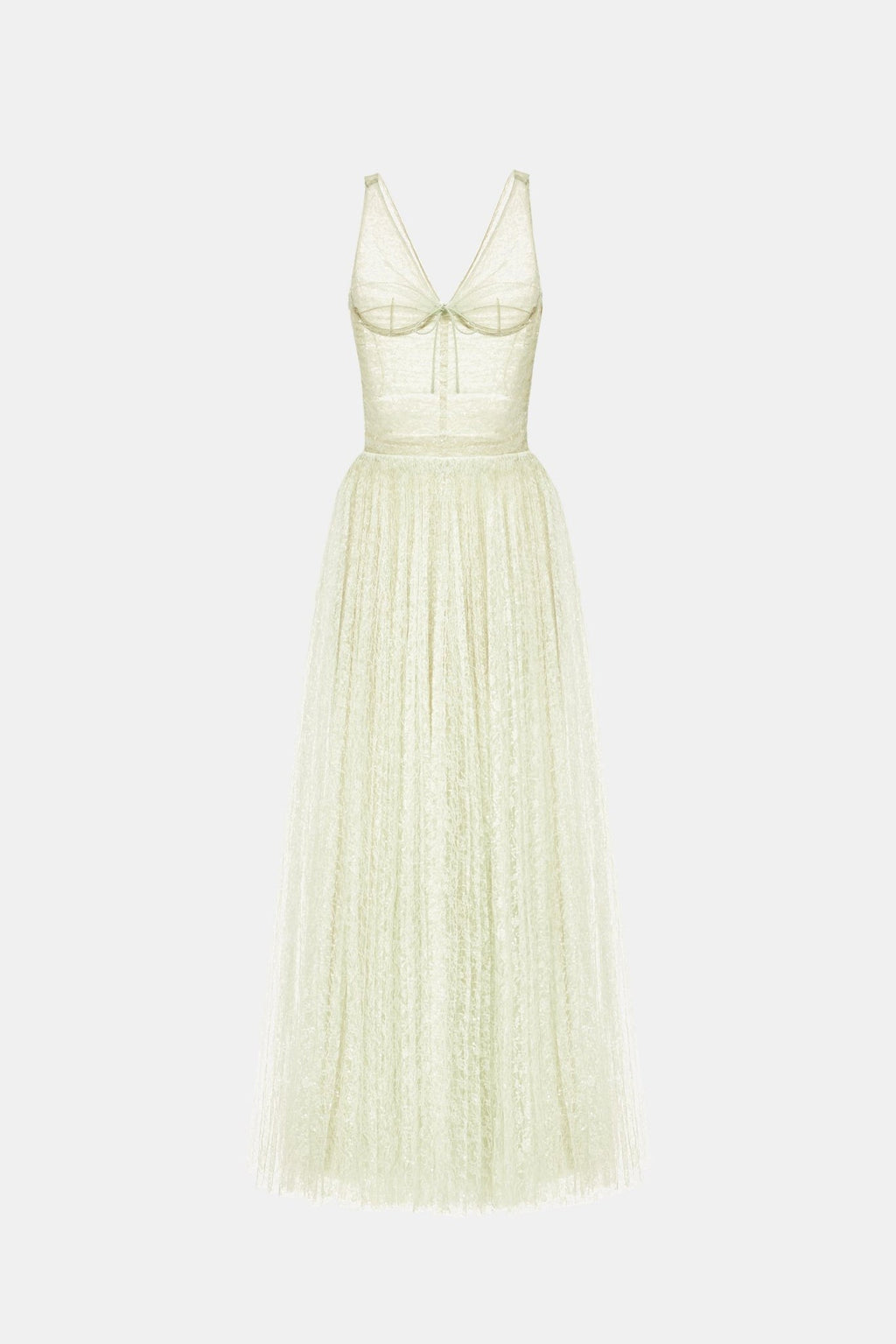 monica mint draped tulle fishbone maxi dress