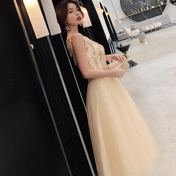 Flowering Girl Women Gold Sequin Homcoming Dress