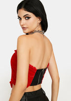 Flowering Girl Women Velvet Heart Shaped Bustier Top
