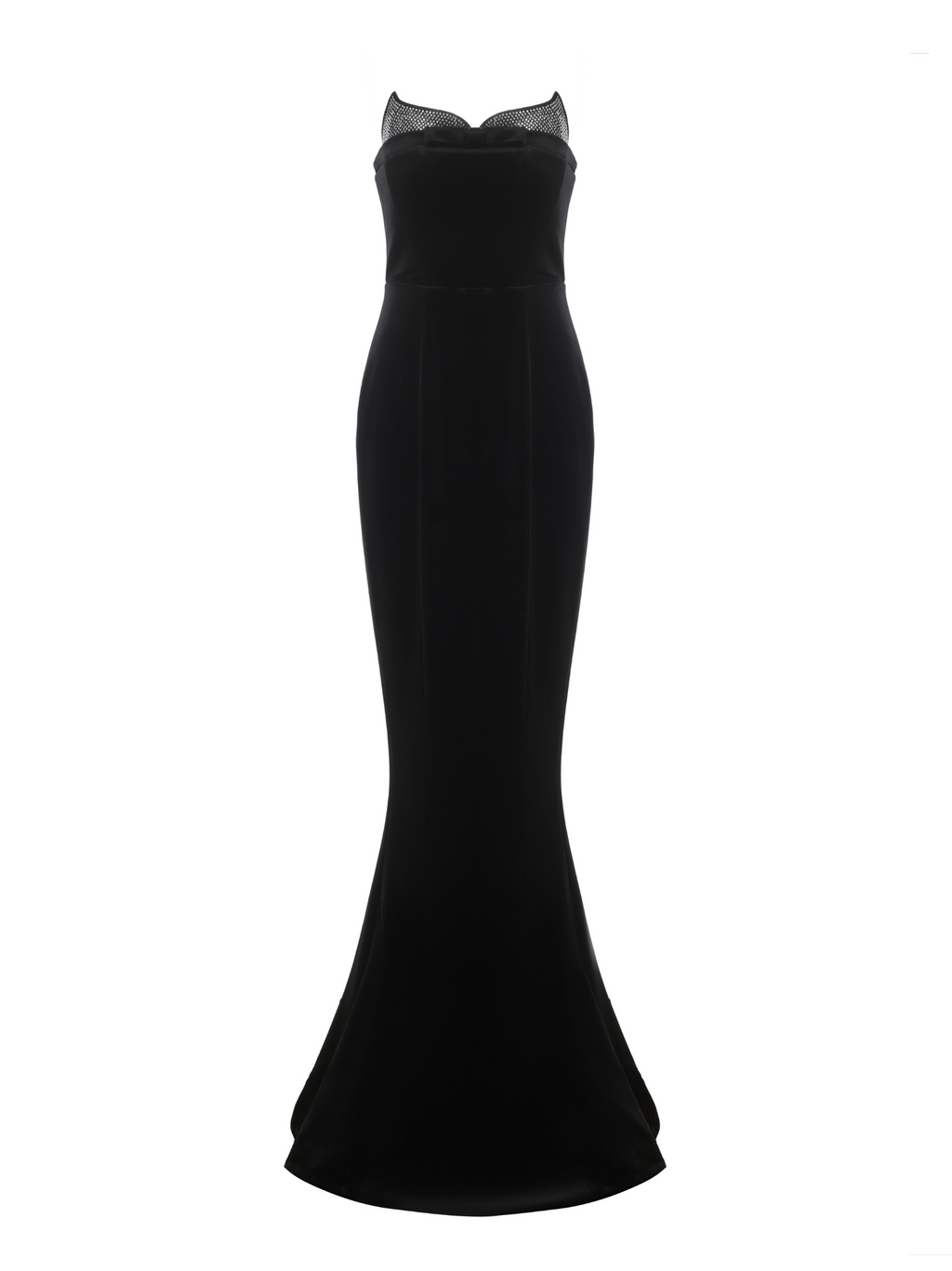 ellen high slit velvet strapless maxi dress in black
