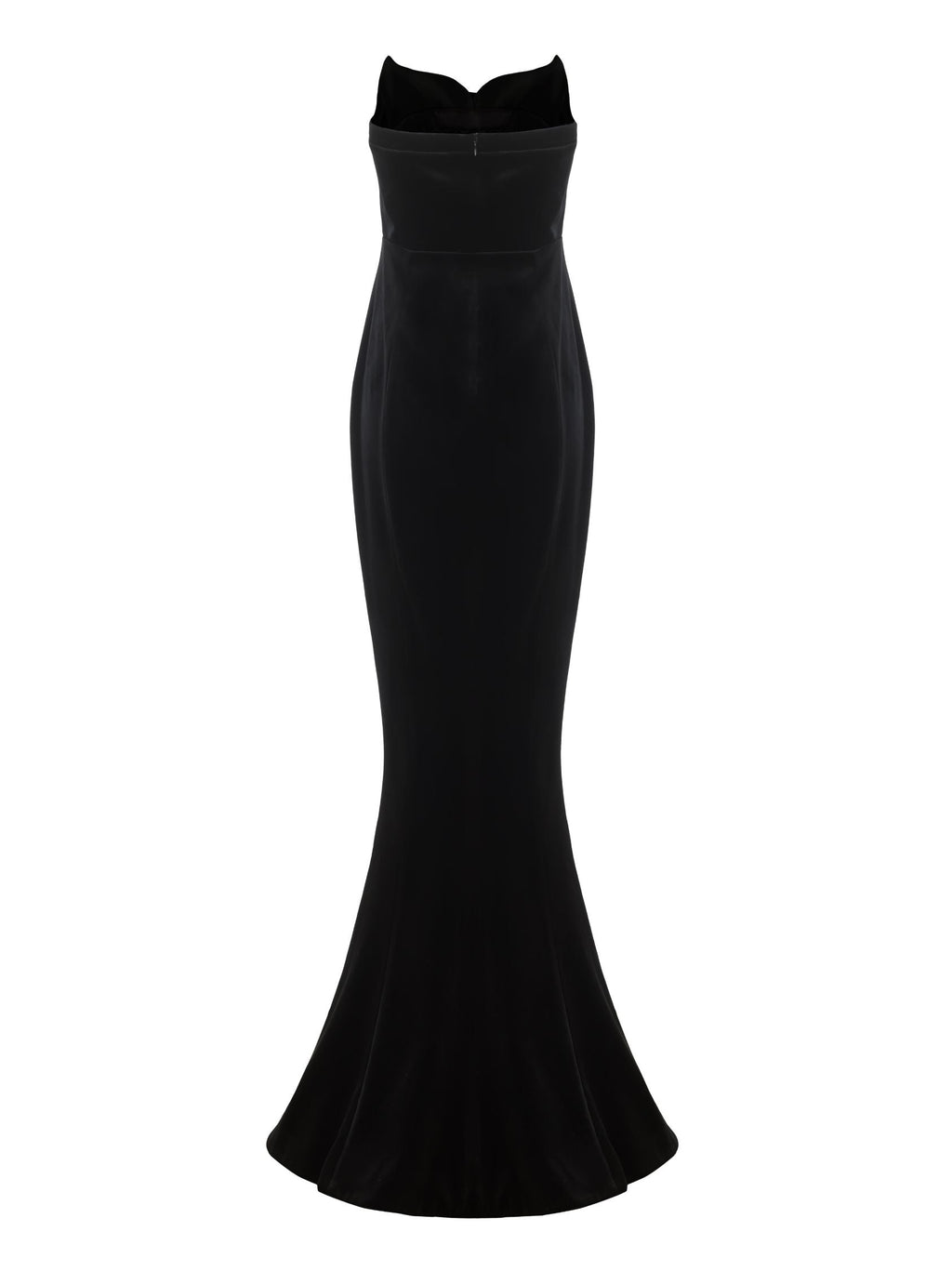 ellen high slit velvet strapless maxi dress in black