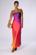 Flowering Girl Women Satin Strapless Maxi Dress