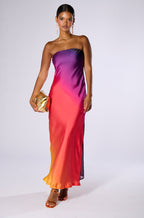 Flowering Girl Women Satin Strapless Maxi Dress