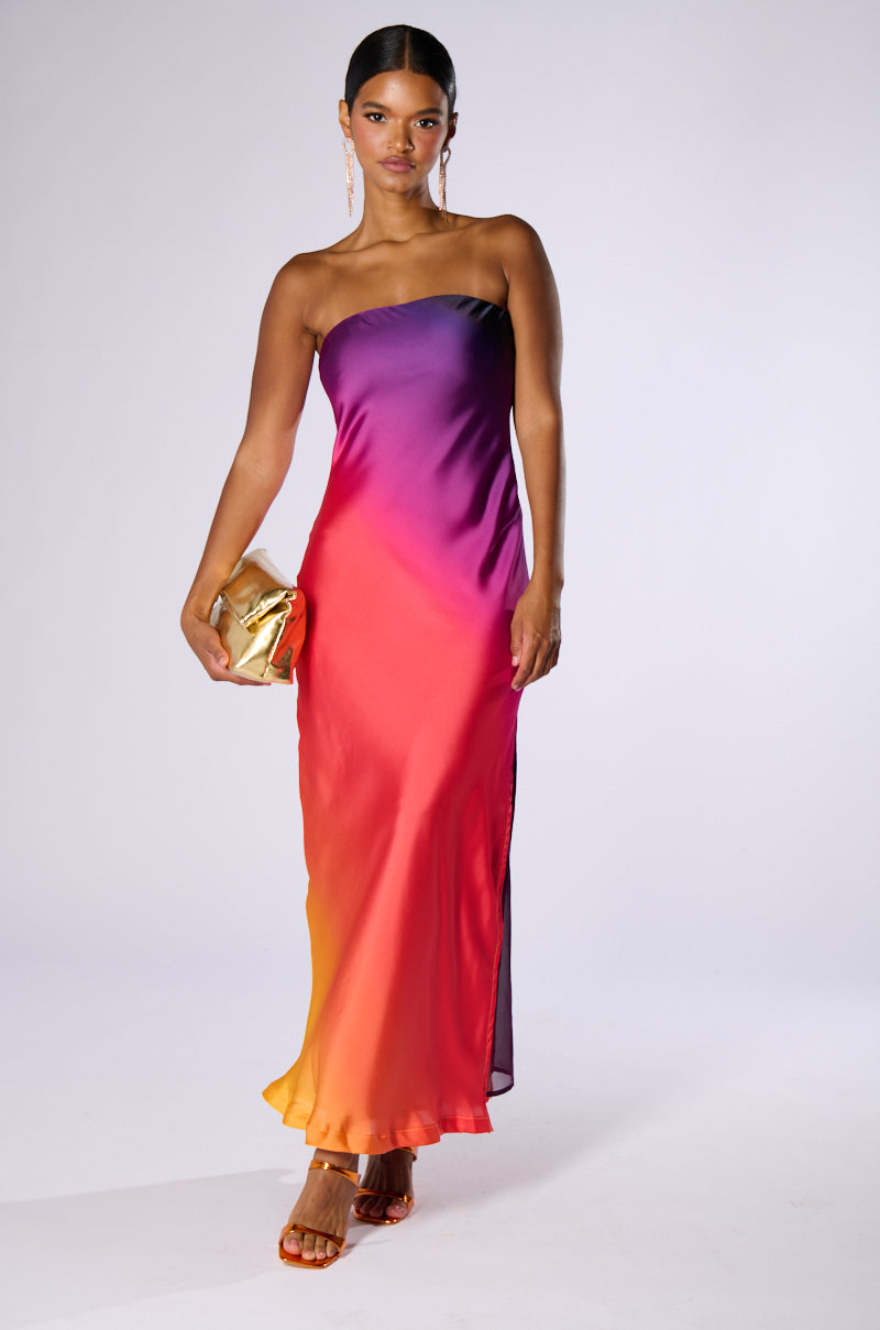 Flowering Girl Women Satin Strapless Maxi Dress