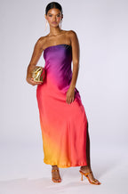 Flowering Girl Women Satin Strapless Maxi Dress