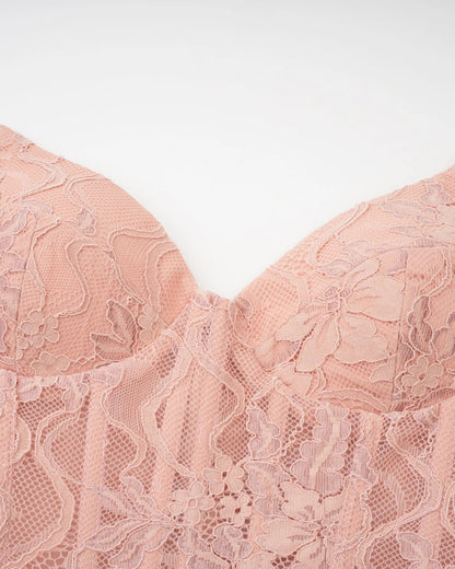 tiffany Lace Corset Tulle Maxi Dress – Blush