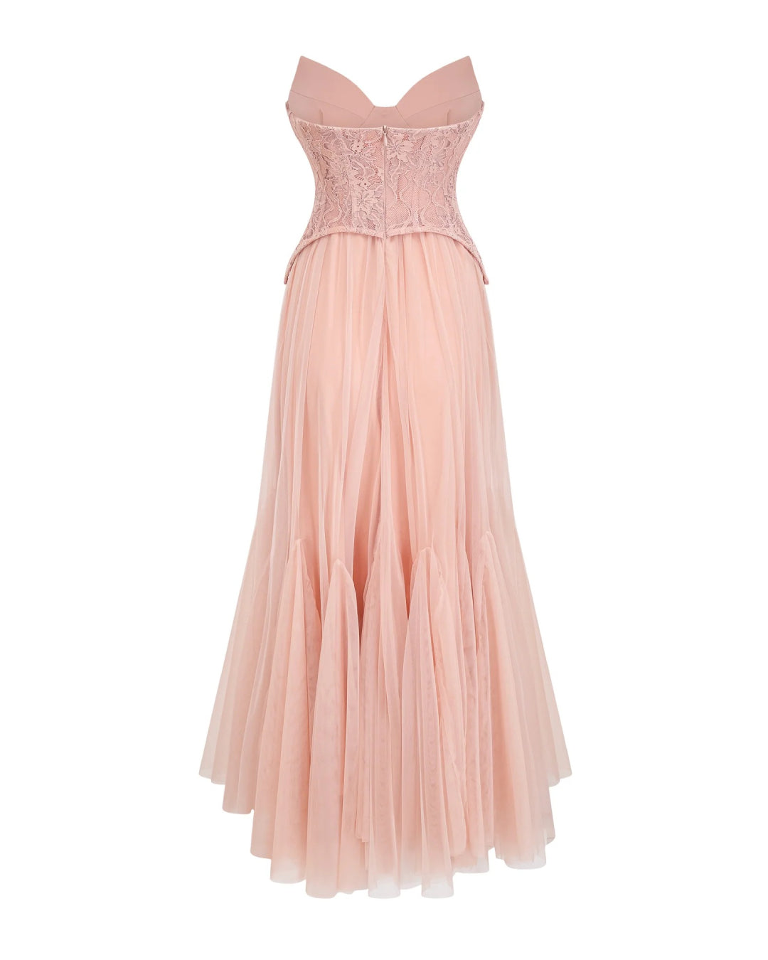 tiffany Lace Corset Tulle Maxi Dress – Blush