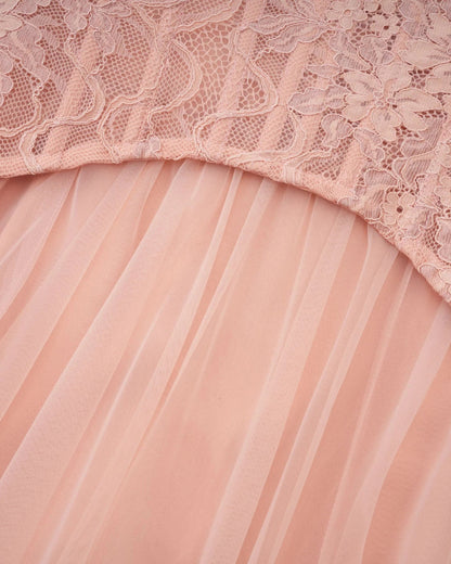 tiffany Lace Corset Tulle Maxi Dress – Blush