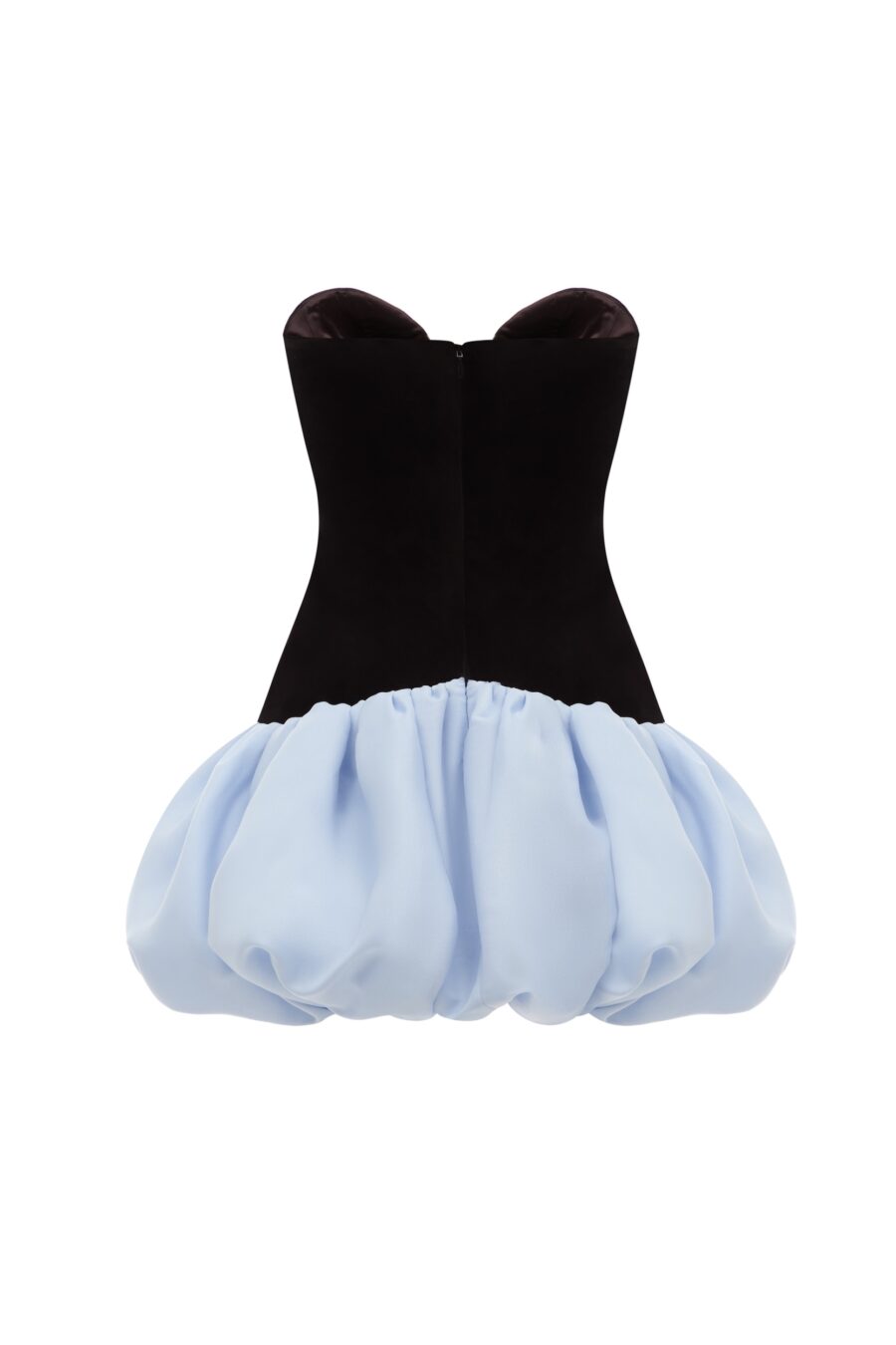 Velvet Corset Satin Mini Dress In Black Light Blue