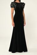 Flowering Girl Women jessie Ruffle sleeves open back maxi dress in black