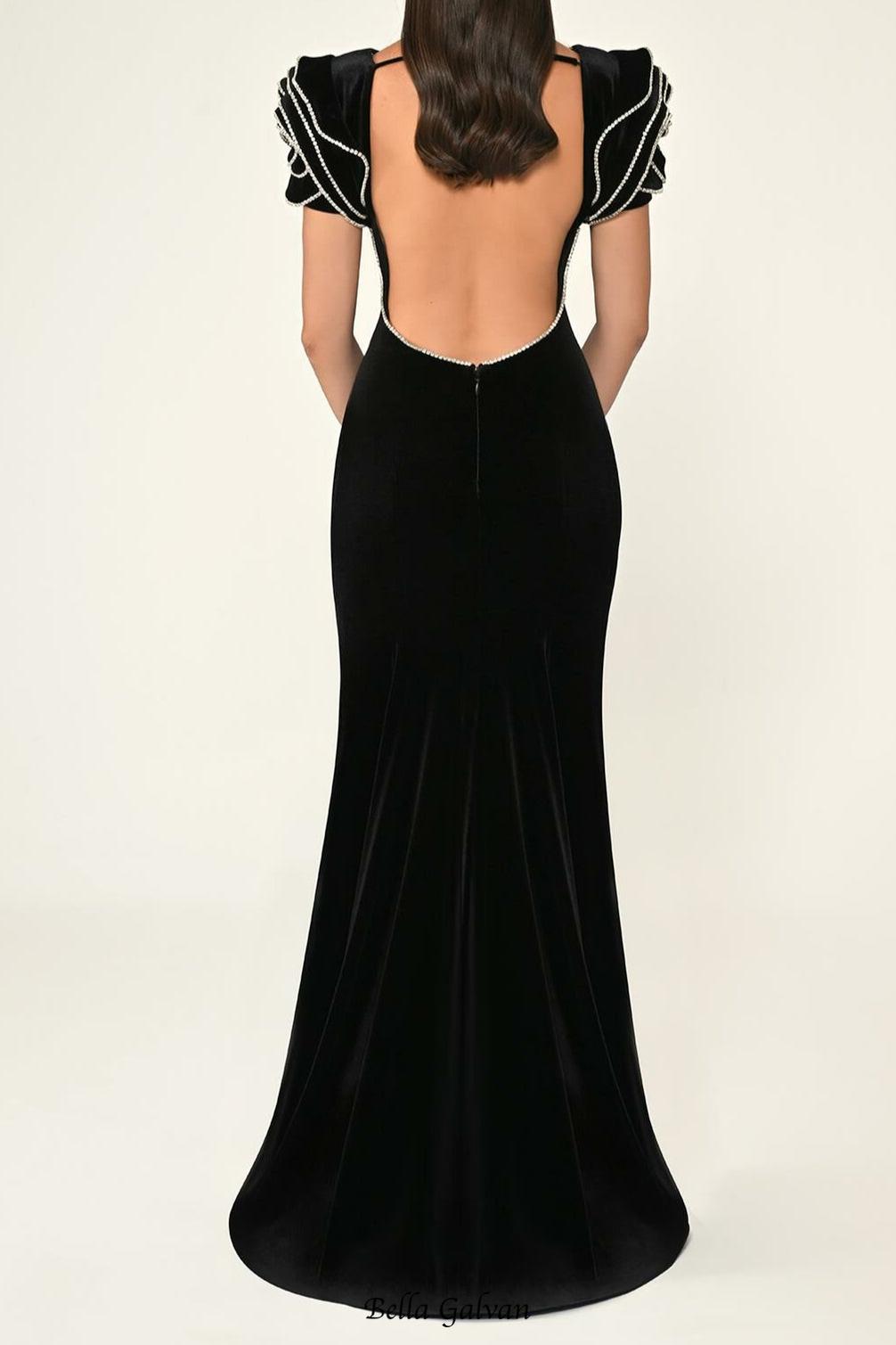 Flowering Girl Women jessie Ruffle sleeves open back maxi dress in black