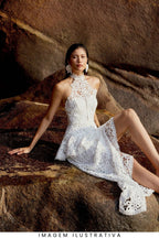 Flowering Girl Women Lace sleeveless top irregular skirt set in white