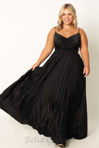 Flowering Girl Women Naira Pleated Maxi Dress in Black