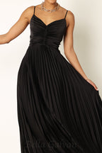 Flowering Girl Women Naira Pleated Maxi Dress in Black