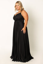 Flowering Girl Women Naira Pleated Maxi Dress in Black