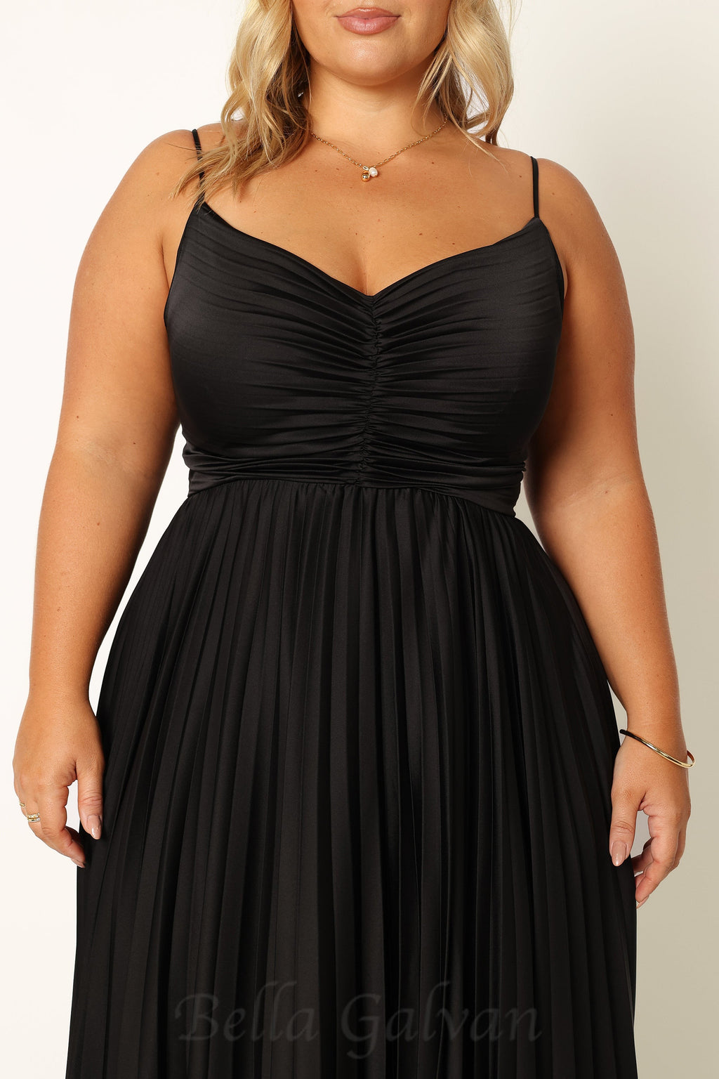 Flowering Girl Women Naira Pleated Maxi Dress in Black