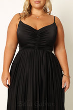 Flowering Girl Women Naira Pleated Maxi Dress in Black
