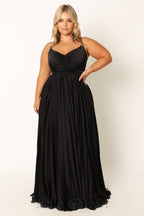 Flowering Girl Women Naira Pleated Maxi Dress in Black
