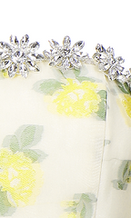Lemon Yellow Strapless Long Cocktail Dress-Butter Cup
