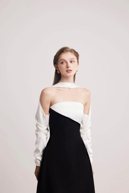 Flowering Girl Women A-Line Long Sleeved Silk Taffeta Midi Dress