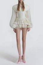 Flowering Girl Women Flower Coastal Mini Dress In Ivory