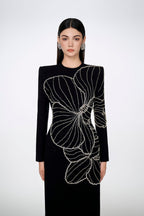 Flowering Girl Women Raelynn Bodycon Long Sleeve Crepe maxi Dress