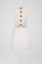 Flowering Girl Women rita Halter Backless Mini Dress in white