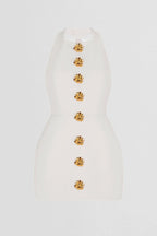 Flowering Girl Women rita Halter Backless Mini Dress in white