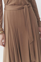 Flowering Girl Women Drawstring waist midi dress in brown