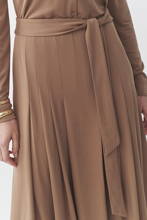 Flowering Girl Women Drawstring waist midi dress in brown