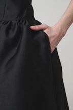 Flowering Girl Women Bow-Detail Taffeta Midi Dress in black