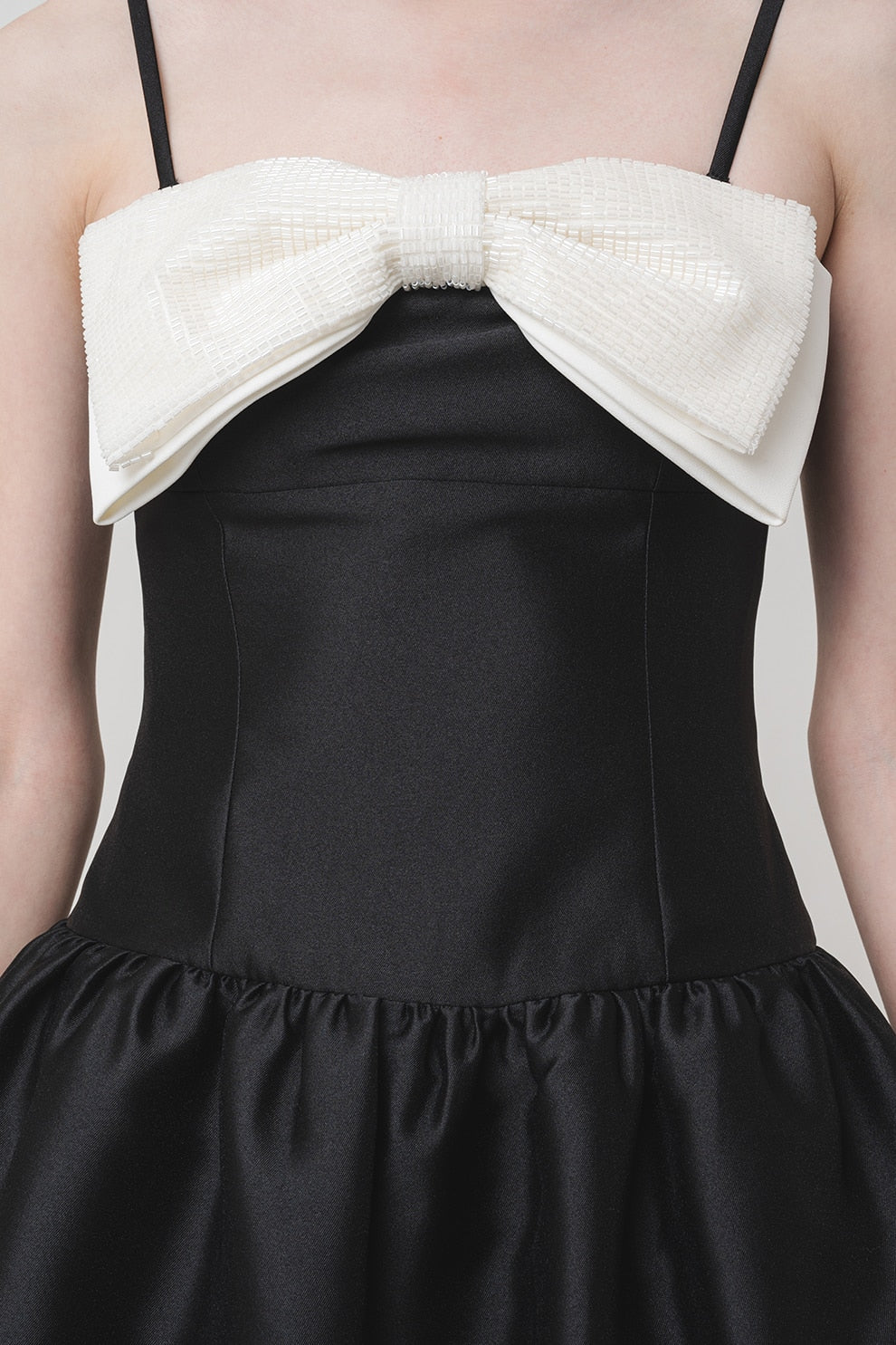 Flowering Girl Women Bow-Detail Taffeta Midi Dress in black