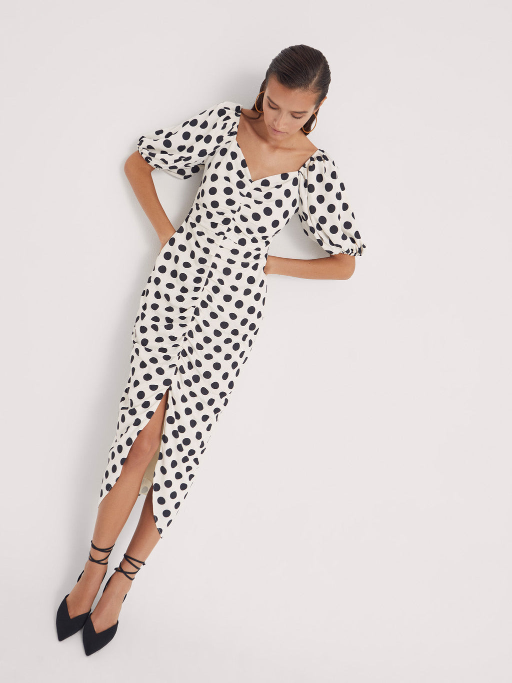Flowering Girl Women Rita Dots - Draped Polka Dot Midi Dress