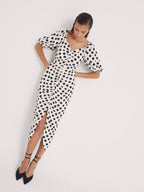 Flowering Girl Women Rita Dots - Draped Polka Dot Midi Dress