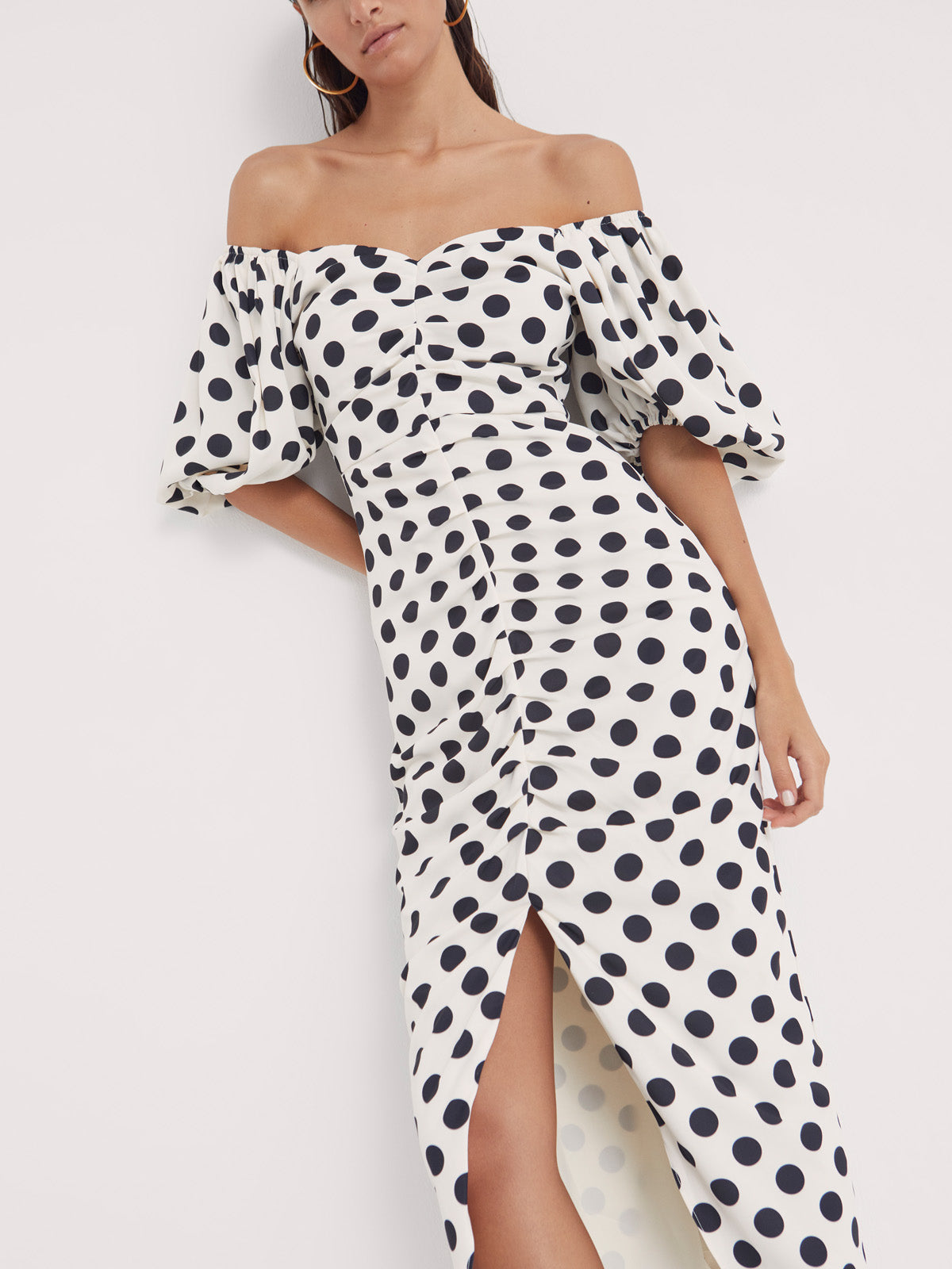 Flowering Girl Women Rita Dots - Draped Polka Dot Midi Dress