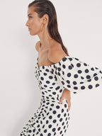 Flowering Girl Women Rita Dots - Draped Polka Dot Midi Dress