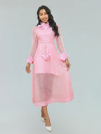 Flowering Girl Women vicky flower embellished lace midi dress in pink