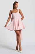 kristin back bow embellished Mini Dress in Blush