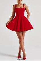 kristin back bow embellished Mini Dress in Red