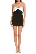 Flowering Girl Women Satin Bow Bodycon Mini Dress