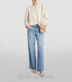 Flowering Girl Women Zally Cropped Tweed Jacket in ecru